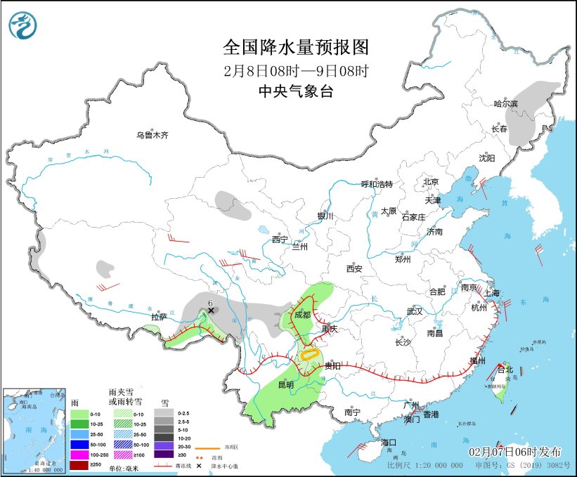 寒潮影響我國中東部地區(qū) 貴州等地有雨雪天氣