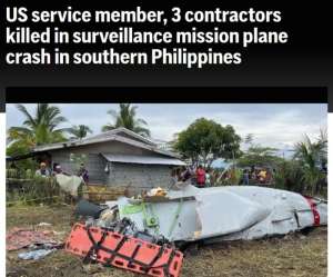 美軍承包飛機在菲律賓墜毀 造成包括美國軍人在內(nèi)4人死亡